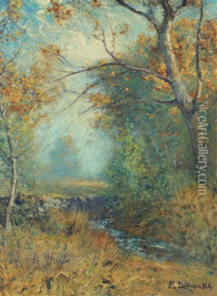 Impressionist Landscape With Stream Oil Painting - Franklin DeHaven
