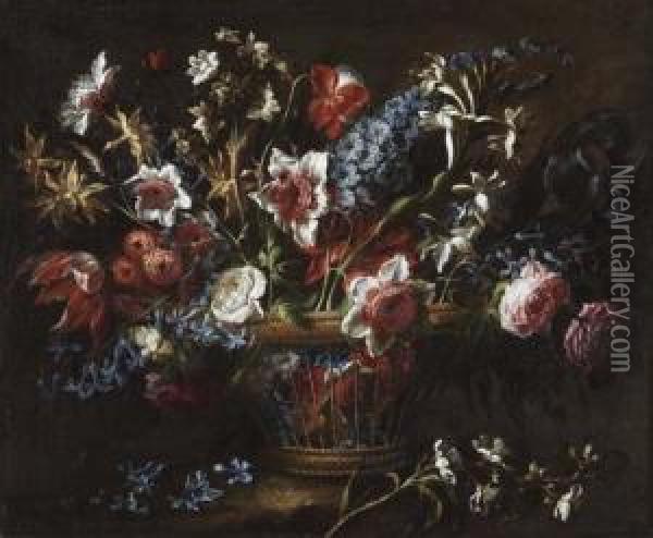 Cesta Con Flores Oil Painting - Juan De Arellano