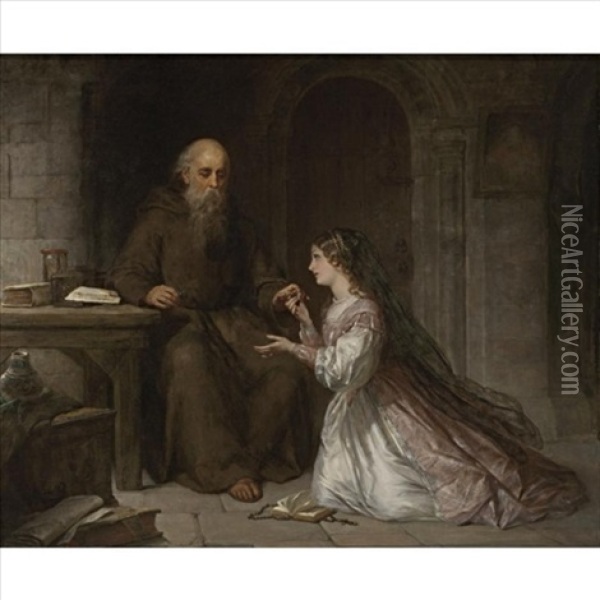 Juliet And The Friar Oil Painting - Thomas Francis Dicksee