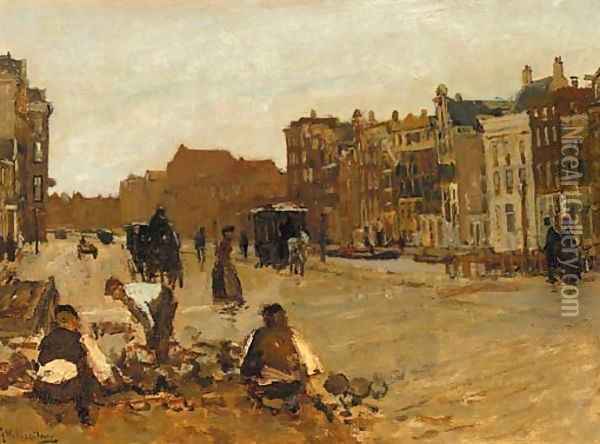 Rokin straatwerkers Oil Painting - George Hendrik Breitner
