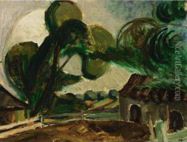 Landschap Ploumanach Oil Painting - Henri Le Fauconnier