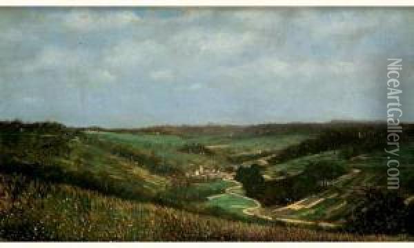 Paysage Au Creux D'une Vallee, Circa 1855 Oil Painting - Paul-Camille Guigou