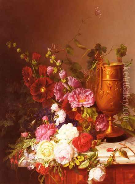 Arranging The Bouquet Oil Painting - Virginie de Sartorius