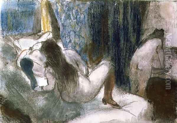 The Brothel, c.1879 Oil Painting - Edgar Degas