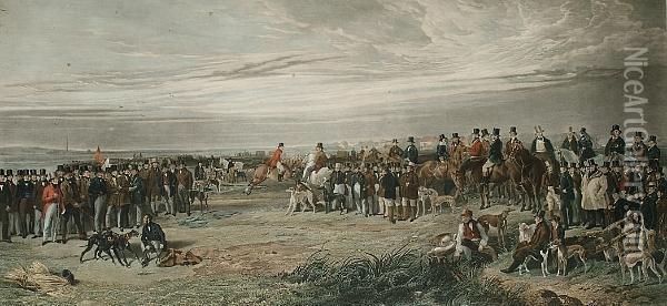 The Waterloo Cousing Meeting; The Caledonian Coursing Meeting Oil Painting - Samuel William Ii Reynolds