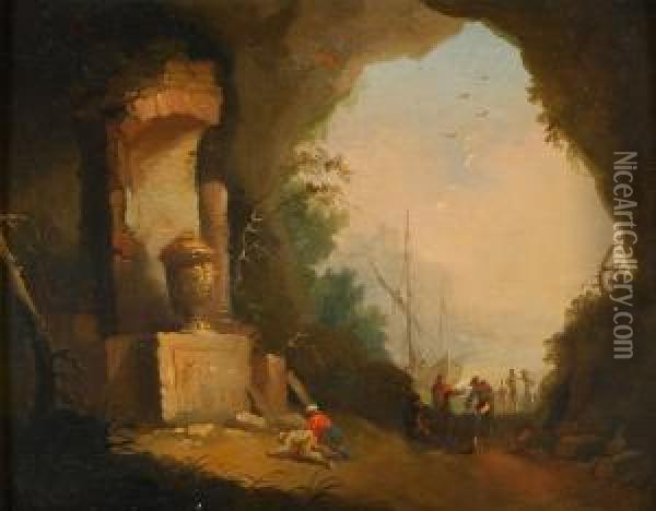 Kustlandskap Med Ruiner Oil Painting - Cornelis Van Poelenburch