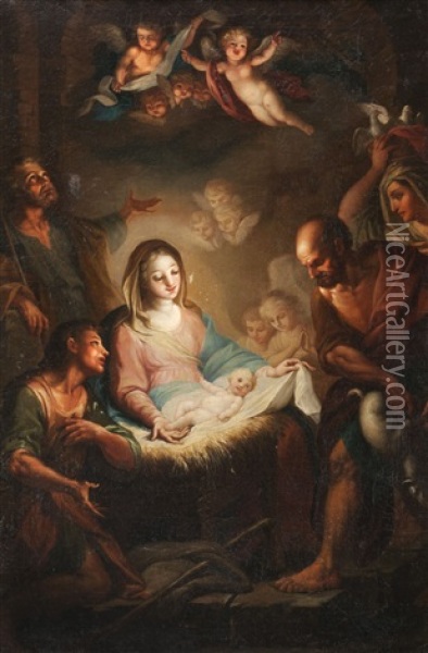 L'adoration Des Bergers Oil Painting - Francesco de Mura
