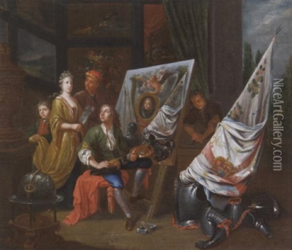 Im Atelier Des Malers Oil Painting - Balthasar Van Den Bossche