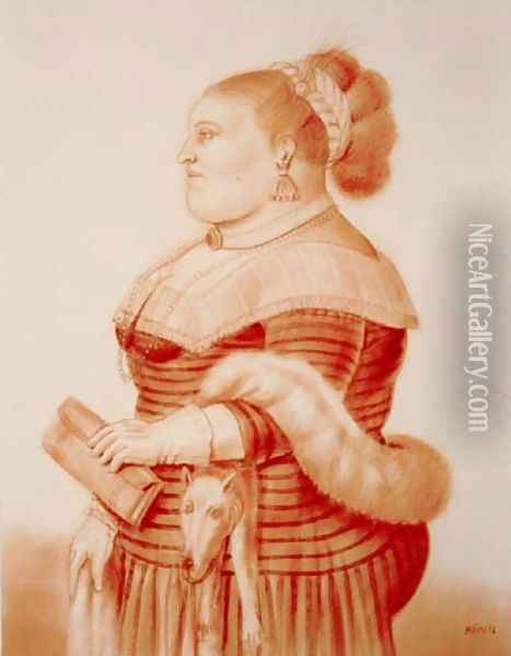 Woman With Fox Mujer Con Zorro Oil Painting - Fernando Botero