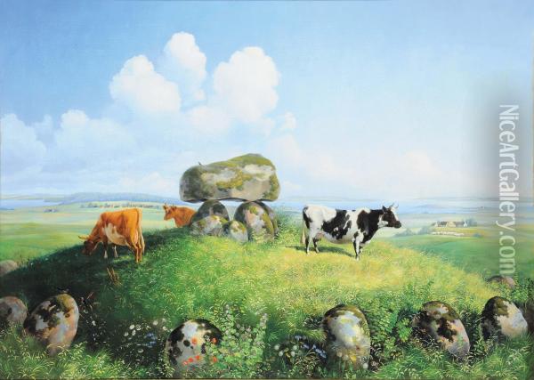 Paesaggio Con Armenti Oil Painting - Niels Fristrup