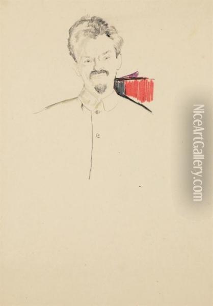 Portrait Of Leon Trotsky In Uniform Oil Painting - Philippe Andreevitch Maliavine