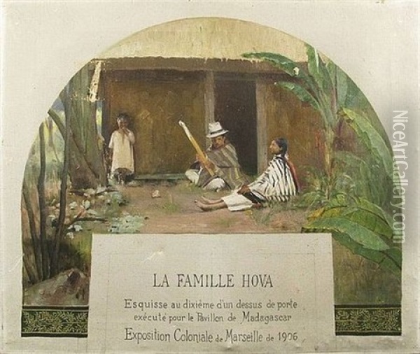 La Famille Hova (sketch) Oil Painting - Louis Nattero