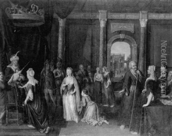 Esther Arrivant Devant Assuerus Oil Painting - Gerard Hoet the Elder