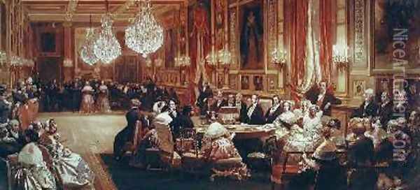 Concert in the Galerie des Guise at Chateau dEu Oil Painting - Eugene Louis Lami