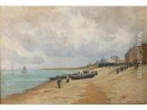 Retour Des Barques De Peche Sur Uneplage Normande Oil Painting - Maurice Moisset
