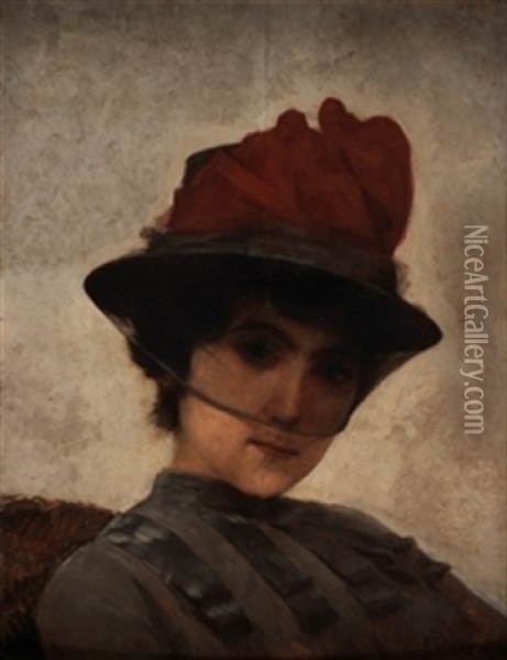 Retrato De Dama Oil Painting - Felix R. Hidalgo y Padilla