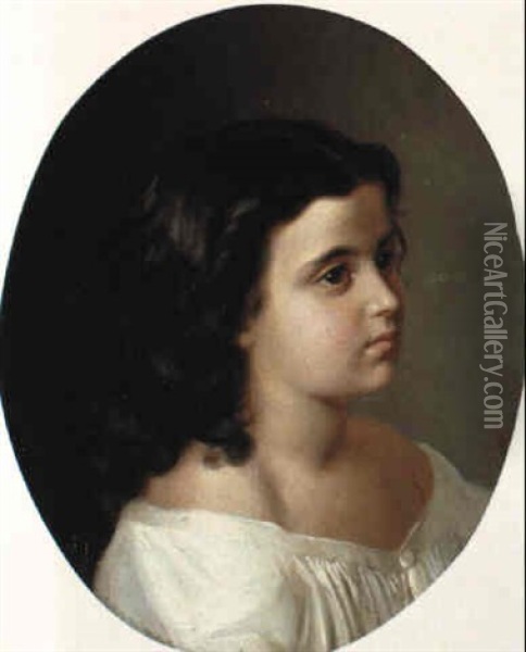 Portrait Of A Girl Oil Painting - Ivan Kusjmitsch Makarov