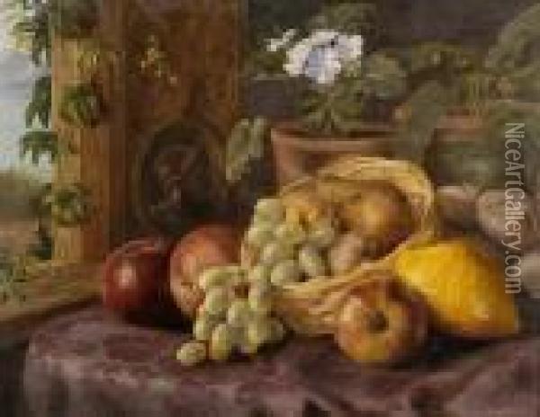 Still Life Of Fruit On A Table Oil Painting - Annie Feray Mutrie