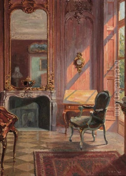 A Sunlit Rococo Interior Oil Painting - Robert Panitzsch