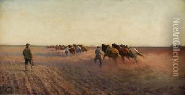 Bronowanie, 1935 R. Oil Painting - Aleksander Sarnowicz
