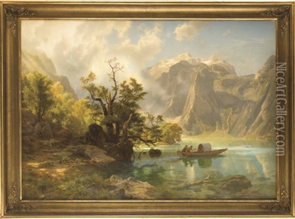 Gebirgssee Oil Painting - August Wilhelm Leu
