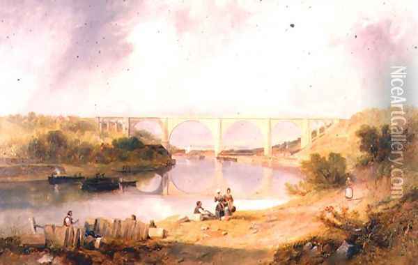 Victoria Bridge over the River Wear Oil Painting - James Wilson Carmichael