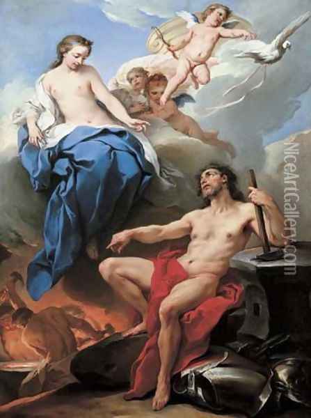 Venus requesting Vulcan to make arms for Aeneas Oil Painting - Carle van Loo