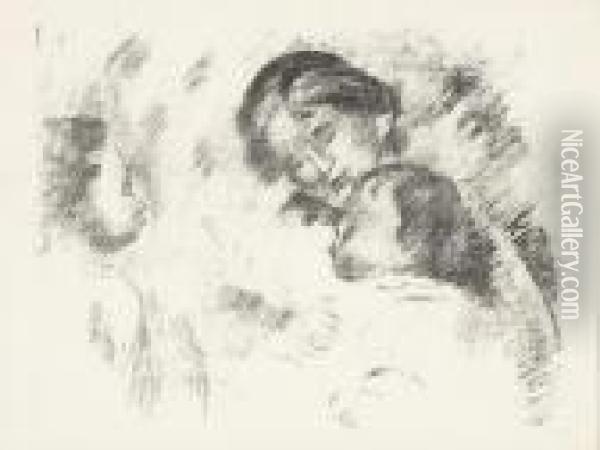 Une Mere Et Deux Enfants (d.; S. 54), 1910 Oil Painting - Pierre Auguste Renoir
