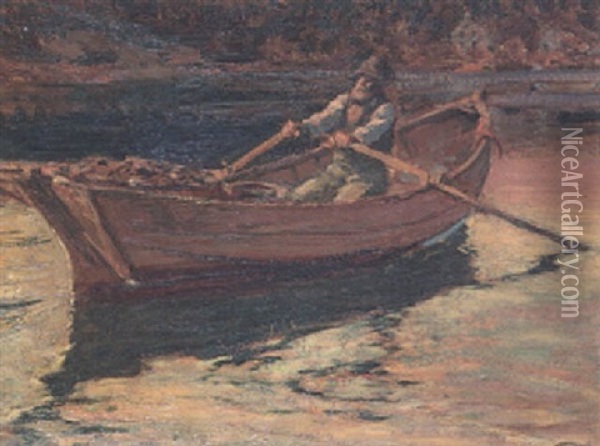 Rowing Off The Maine Shore Oil Painting - Edward Henry Potthast