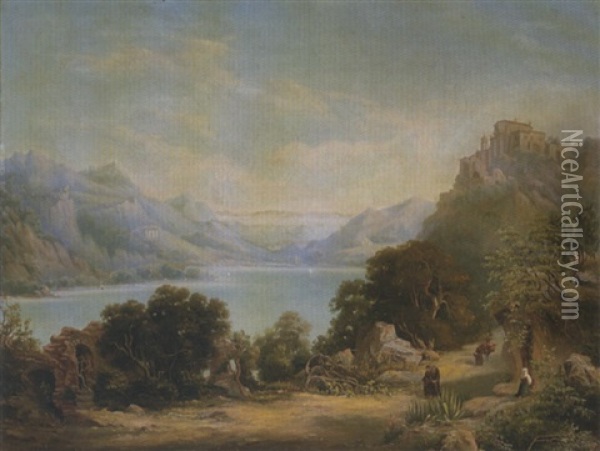Kloster Palazuoloa Am Albaner See Oil Painting - Clemens Von Zimmermann