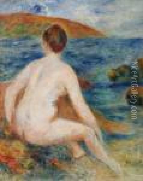 Baigneuse Assise Au Bord De La Mer Oil Painting - Pierre Auguste Renoir