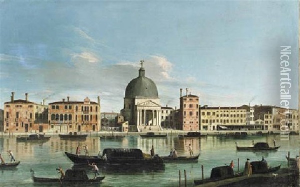 A View Of San Simeone Piccolo, Venice, Looking West, From The Cannaregio Oil Painting -  Master of the Langmatt Foundation Views