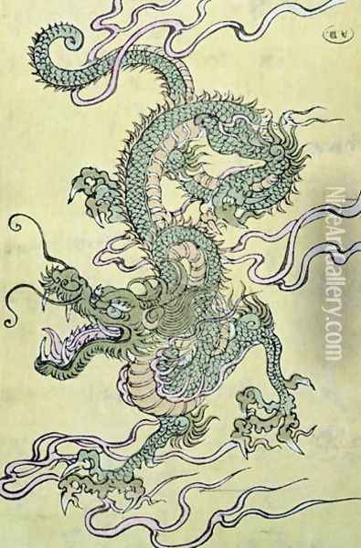 A Chinese Dragon Oil Painting - Anonymous Artist