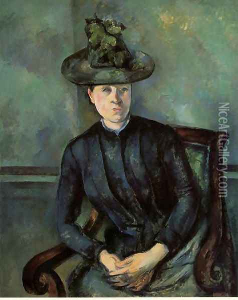 Woman In A Green Hat Aka Madame Cezanne Oil Painting - Paul Cezanne