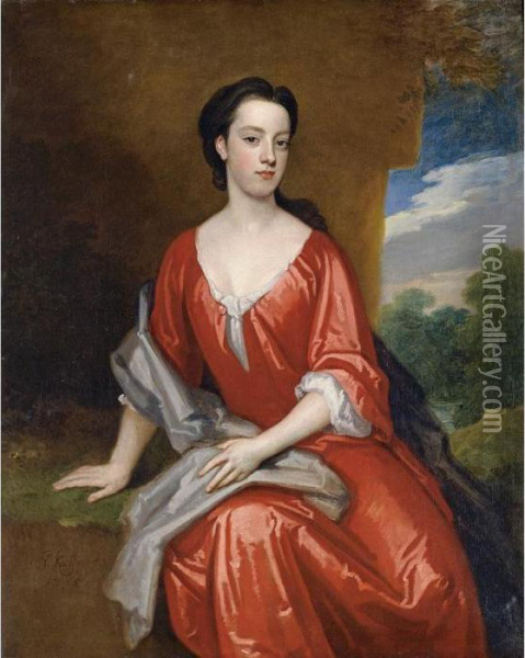 Portrait Of Meliora Fitch, Later Mrs. Portman Oil Painting - Sir Godfrey Kneller