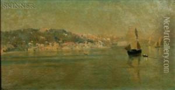 Sailing Into The Harbor Oil Painting - Edmund Berninger