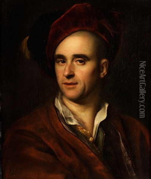Bildnis Eines Jungen Mannes Mit Rotbraunem Barett Oil Painting - Vittore Giuseppe Ghislandi (Fra' Galgario)