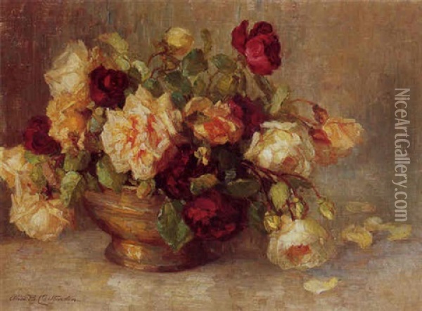 A Still Life Of Roses Oil Painting - Alice Brown Chittenden