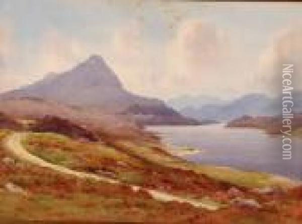Lough Corrib With A View To The Connemara Mountains Oil Painting - George, Captain Drummond-Fish