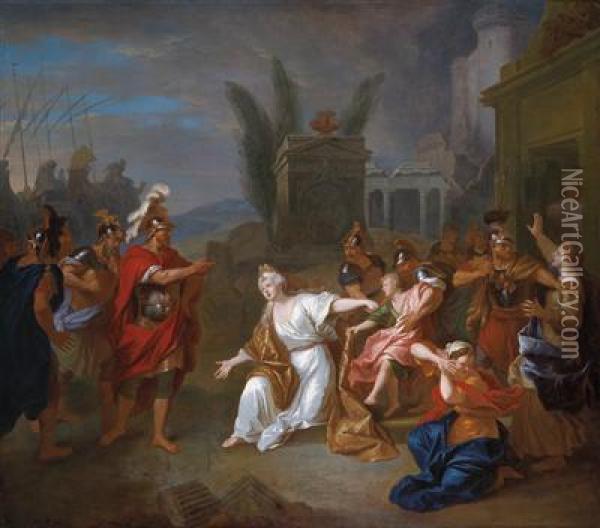 Odysseus Demanding The Child Astyanax From Andromache Oil Painting - Louis de Silvestre