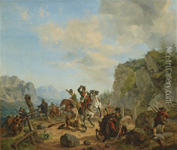 Scene Of The Tyrolean Rebellion Oil Painting - Heinrich Buerkel
