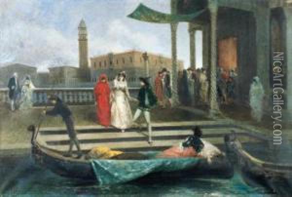 Scena In Costume A Venezia Oil Painting - Vincenzo Scala