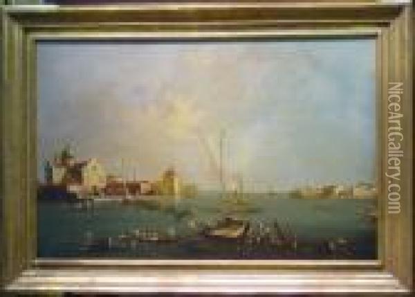 Venetian Canal Oil Painting - Giacomo Guardi