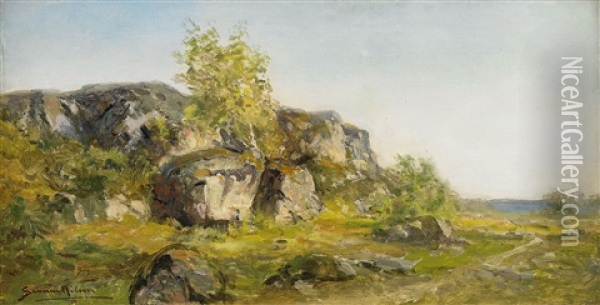 Klipplandskap Oil Painting - Johan Severin Nilsson