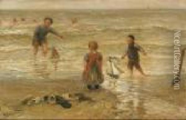 The Young Bathers Oil Painting - Bernardus Johannes Blommers