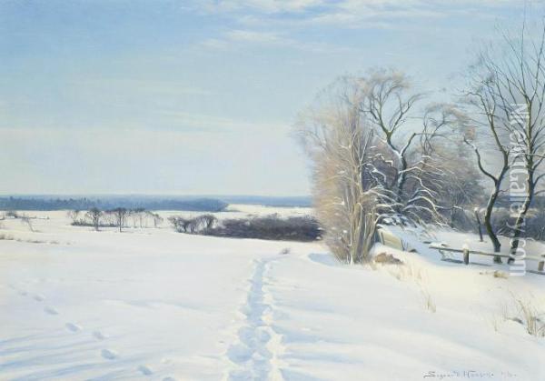 Footprints In The Snow Oil Painting - Sigvard Hansen