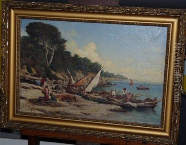 Pecheurs Sur La Cote Italienne Oil Painting - Louis Marius Garcin