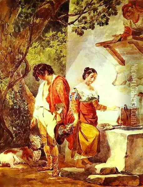 An Interrupted Date 1823 1827 Oil Painting - Julia Vajda