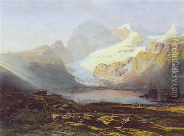 Lac De Montagne Oil Painting - Charles Jacques DuBois-Melly