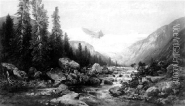 Gletschermotiv Oil Painting - Georg Anton Rasmussen